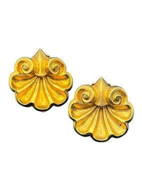 MMA 1990 Sedue Metropolitan Museum of Art gold tone shell clip-on earrings